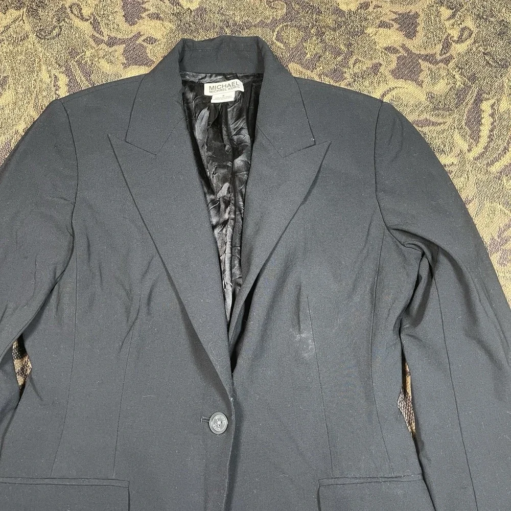 Michael Kors Black One Button Blazer Woman's Size 8 Wool Blend
